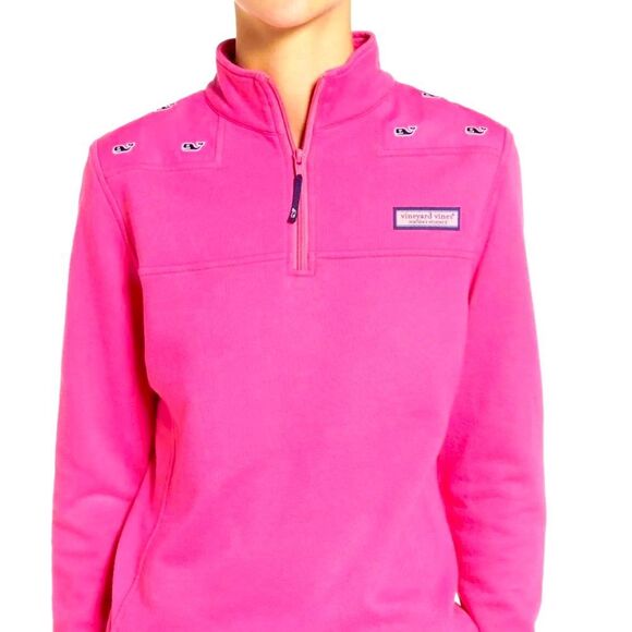 Vineyard Vines Hot Pink Whale Print Quarter-Zip Pullover Sz Small - Picture 1 of 9